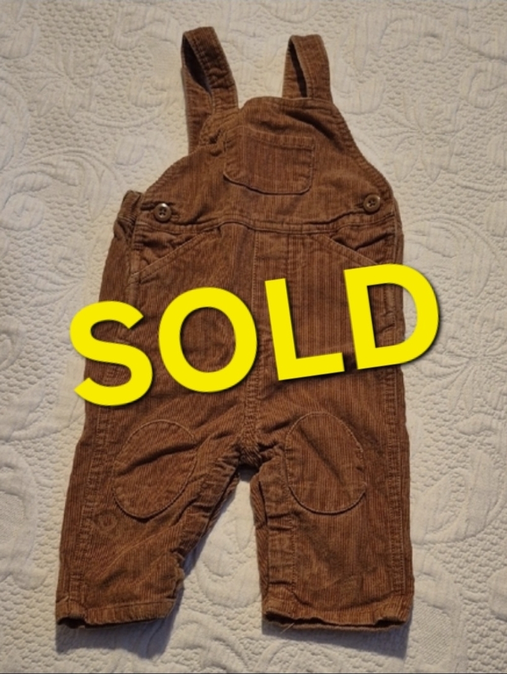 Hanna Andersson 60 or 3-6 months light brown corduroy overalls VGUC